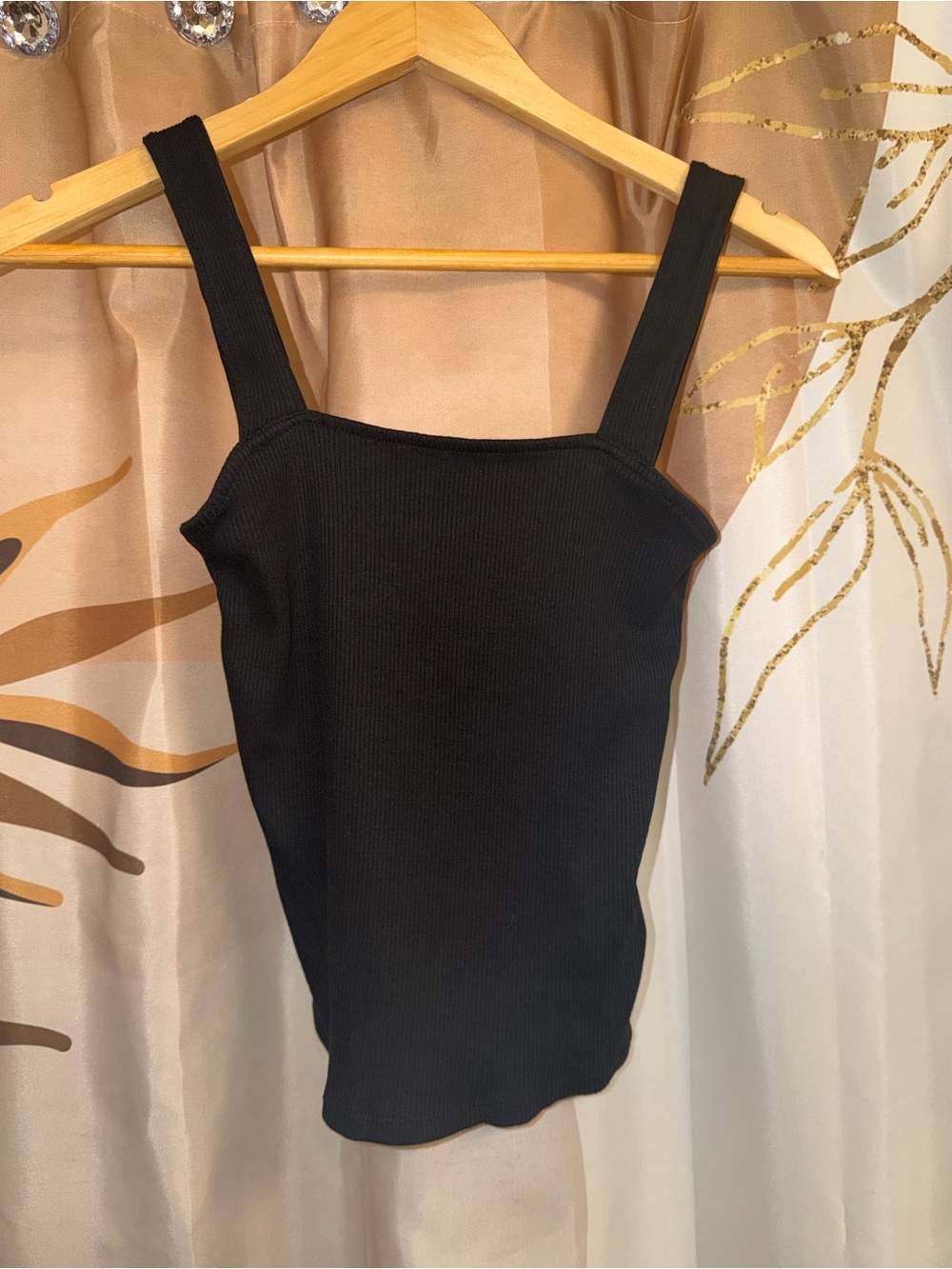 Express Black Ribbed Square Neck Tank